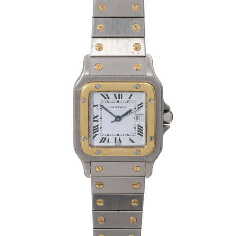 CARTIER Santos Armbanduhr, ca. 1980er Jahre. Edelstahl/Gold. - Foto 1