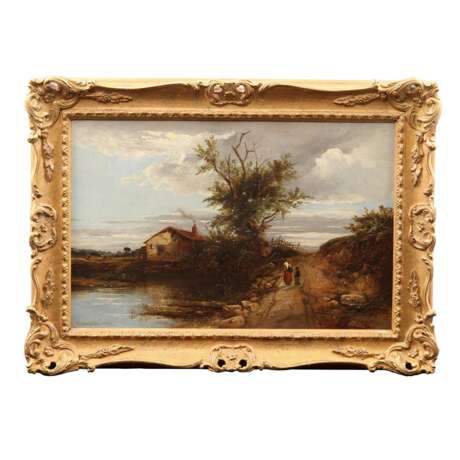MÜLLER, K./R. (Maler 19. Jahrhundert), "Romantische Landschaft mit kleinem Haus am See", - фото 2