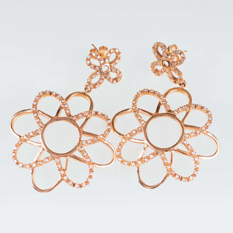 ''Paar moderner Gold-Brillant-Ohrhänger in Blütenform'' - Foto 1