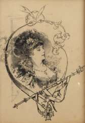 Hermann Vogel, Vignette mit Damenportrait 