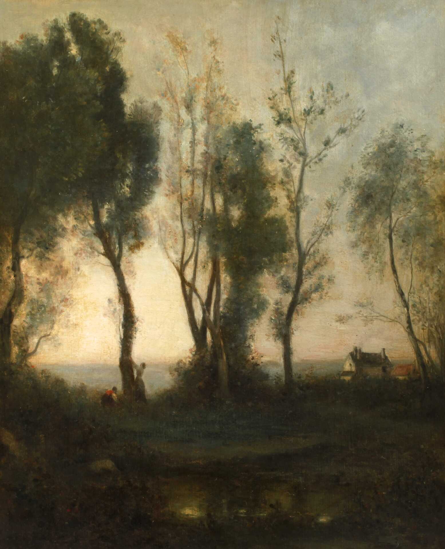 nach Camille Corot, Landschaft in Morgenstimmung nach Camille Corot, Landschaft in Morgenstimmung