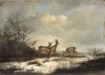 Georg Höhn, Rehwild in Winterlandschaft 
