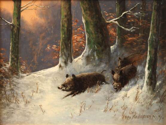 Otto Scheuerer, Wildschweine im Winterwald - photo 1
