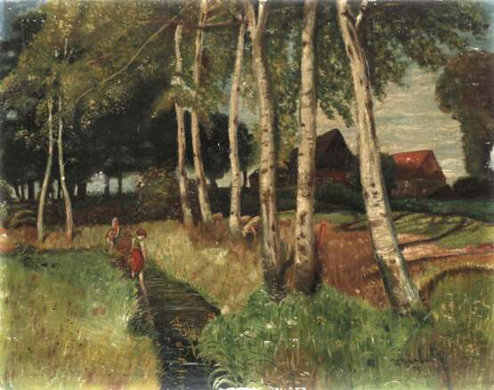 W. Thumann, Kinder am Moorgraben in Worpswede - Foto 1 W. Thumann, Kinder am Moorgraben in Worpswede - Foto 1