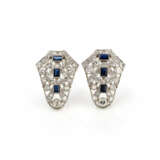 A pair of Art Deco sapphire diamond clips - фото 1