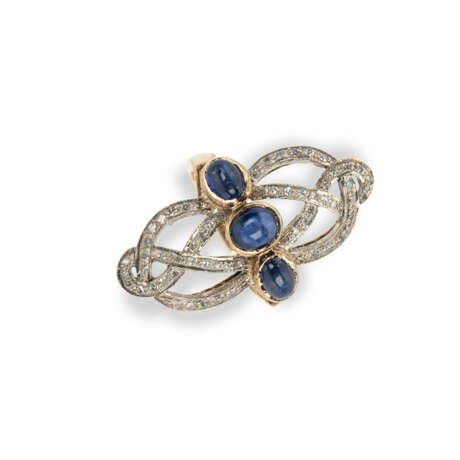 Art deco sapphire diamond ring - фото 1