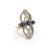 Art deco sapphire diamond ring - фото 2