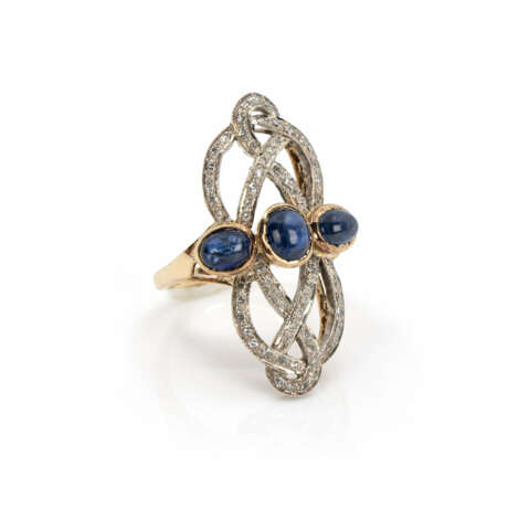 Art deco sapphire diamond ring - фото 2