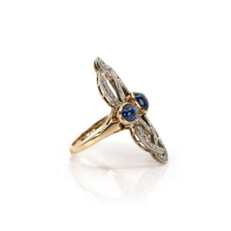 Art deco sapphire diamond ring - фото 3