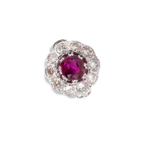 Entourage ring set with diamonds and rubies - photo 1