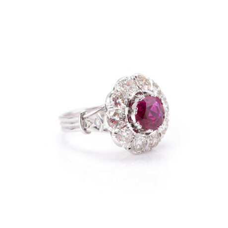 Entourage ring set with diamonds and rubies - photo 2