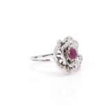 Ladies' ring in flower shape with diamond and ruby setting - photo 2