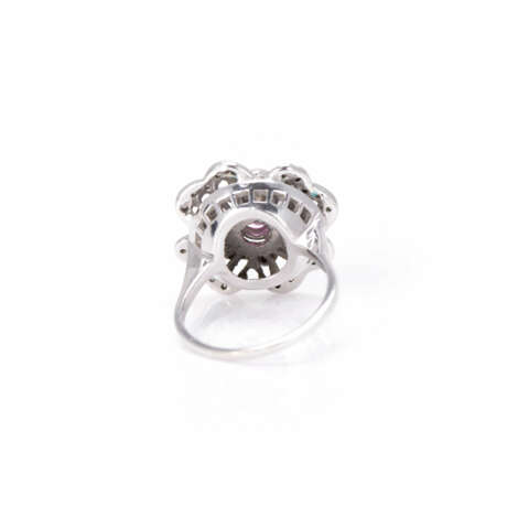 Ladies' ring in flower shape with diamond and ruby setting - photo 4