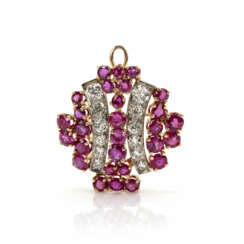 Ruby diamond brooch