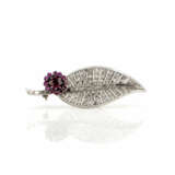 Diamant-Rubinbrosche in Blattform - Foto 1