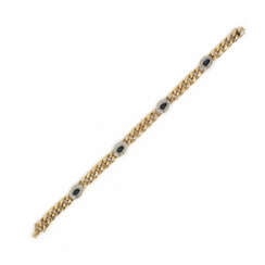 Armoured bracelet with sapphire cabochons