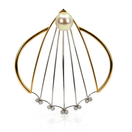 Large pearl diamond brooch - фото 1