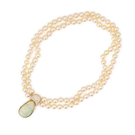 Opal and diamond pearl necklace - фото 3