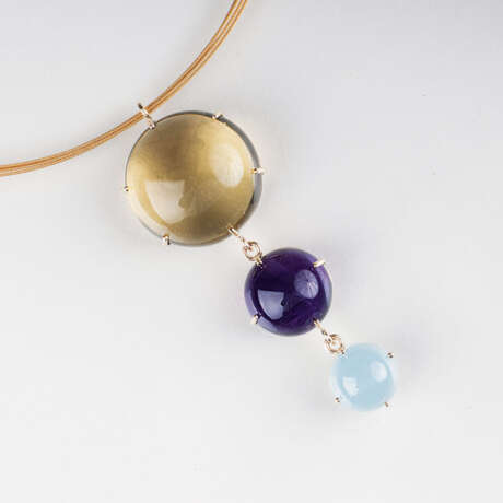 ''Moderner Citrin-Amethyst-Aquamarin-Anhänger mit Reif'' - photo 1