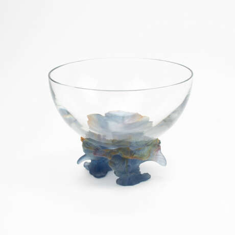 Daum Nancy glass bowl on pâte de verre glass foot with fish/aquarium decoration, Grande Modèle - фото 2