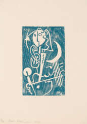 MAX ACKERMANN 1887 Berlin - 1975 Stuttgart. PAIR OF COLOR WOODCUTS WITH ABSTRACT WOMEN'S PORTRAITS