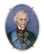 Catalogue des produits. M&eacute;daillon en porcelaine avec un portrait de A.V. Souvorov. Russie. XIXe si&egrave;cle 
