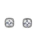 Каталог товаров. Серебряные серьги с белыми камнями Swarovski.