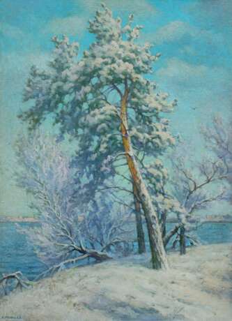 Зимний день. Монастырский остров 3 Toile sur carton Huile Réalisme Paysage d'hiver Ukraine 2025 - photo 1