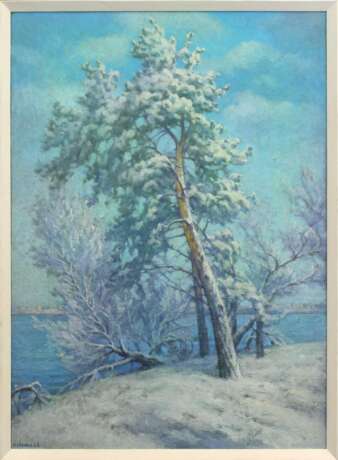 Зимний день. Монастырский остров 3 Toile sur carton Huile Réalisme Paysage d'hiver Ukraine 2025 - photo 2