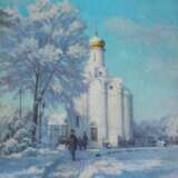 Зимний день. Монастырский остров Canvas on cardboard Oil Realism Winter landscape Ukraine 2025 - photo 1