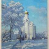 Зимний день. Монастырский остров Canvas on cardboard Oil Realism Winter landscape Ukraine 2025 - photo 2