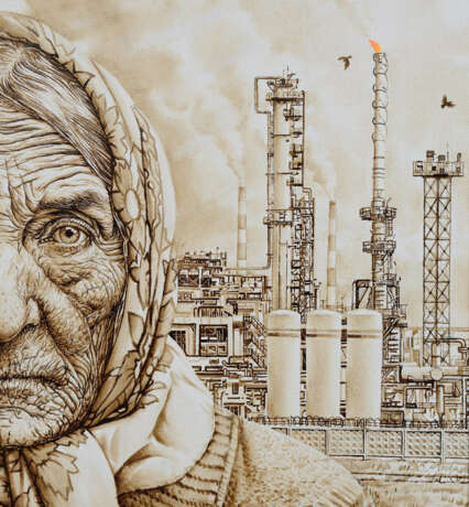 "Нефть Матушка"+ "Газ Батюшка". Set aus 2 Stk. Gold 750 Авторская смешанная техника Hyperrealismus Porträt Russland 2024 - Foto 4
