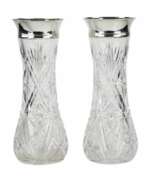 Overview. Pair of crystal vases with silver trim. Russia. Riga. 1908 -1920. 
