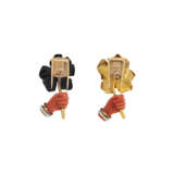 CARTIER PAIR OF CORAL, ENAMEL AND DIAMOND 'ROSE À LA MAIN' CLIP-BROOCHES - photo 3