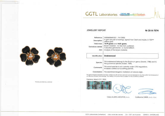 VAN CLEEF & ARPELS WOOD AND DIAMOND 'CLÉMATITE' EARRINGS - photo 4