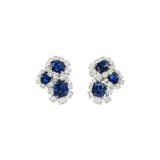 VAN CLEEF & ARPELS MID-20TH CENTURY SAPPHIRE AND DIAMOND EARCLIPS - photo 1