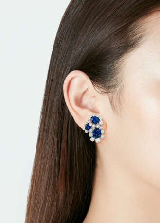 VAN CLEEF & ARPELS MID-20TH CENTURY SAPPHIRE AND DIAMOND EARCLIPS - photo 2