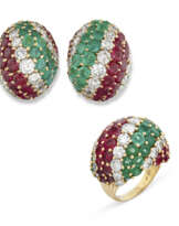KUTCHINSKY SET OF RUBY, EMERALD AND DIAMOND JEWELLERY