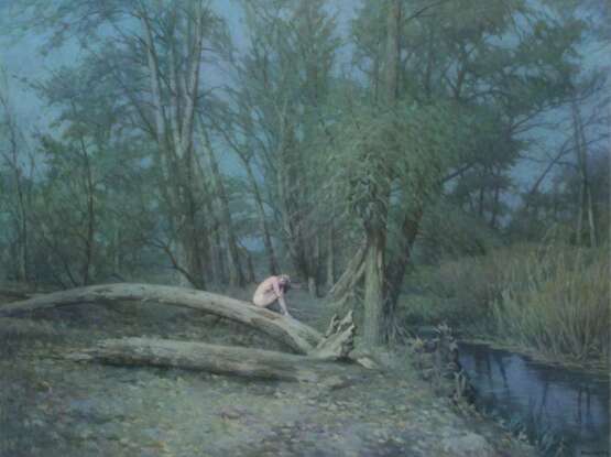 Сказочная лунная ночь Canvas on the subframe Oil Realism Landscape painting Ukraine 2025 - photo 1