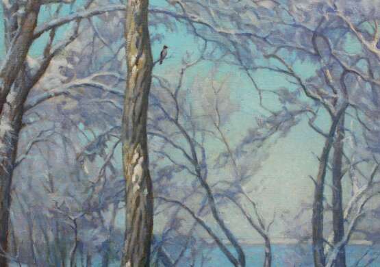 Зимний день. Монастырский остров 2 Canvas on cardboard Oil Realism Winter landscape Ukraine 2025 - photo 3
