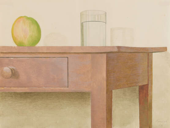 Bernhard Dörries. Tisch mit Apfel und Wasserglas - photo 1