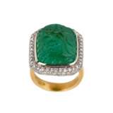 Impressive 18K gold ring with emerald and diamonds. Diamonds 21th century - photo 1