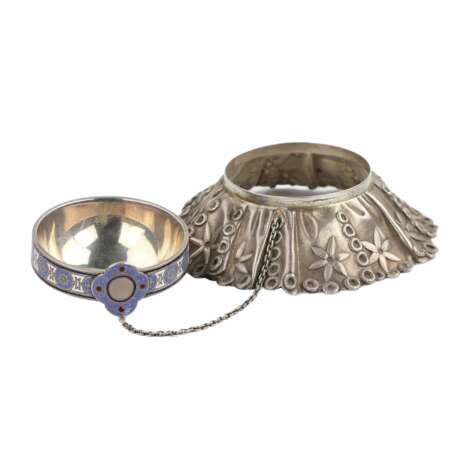 Wedding salt shaker on a loaf Pavel Ovchinnikov. Moscow. 1874 Silver 84 Cloisonné enamel Neo-Russian 19th century - photo 5
