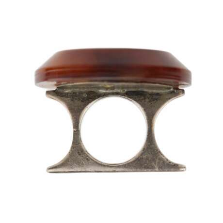 Bague originale &agrave; trois doigts en argent et cornaline. Stone bordeaux 21th century - photo 3