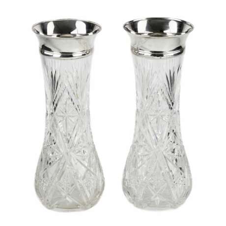 Paire de vases en cristal et garniture argent&eacute;e. Russie. Riga. 1908 -1920. Crystal 20th century - photo 2