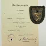 Kubanschild mit Urkunde für einen Obergefreiten der La-te-Zug 2. - photo 1