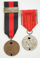 Medaille zur Erinnerung an den 1. Oktober 1939, mit Spange Prager Burg und Medaille zur Erinnerung an den 13. März 1938 (Österreich-Medaille).