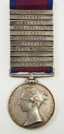Großbritannien: Miliary General Service Medal (1847), mit 11 Gefechtsspangen für einen angehörigen der Kings German Legion (K.G.L.). - photo 1