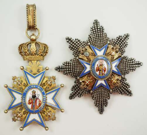 Serbien: St. Sava-Orden, 2. Modell, 1. Typ (1903-1905), Großoffiziers Satz. - photo 1