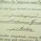 Preussen: Ritterlicher Orden St. Johannis zu Jerusalem, Balley Brandenburg, Ehrenritter Urkunde für einen Generalmajor zu Aachen. - photo 3